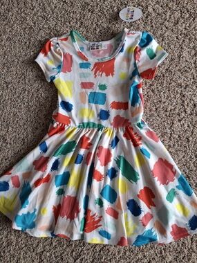Girls Multicolor Paint-Splash Short Sleeve Dress